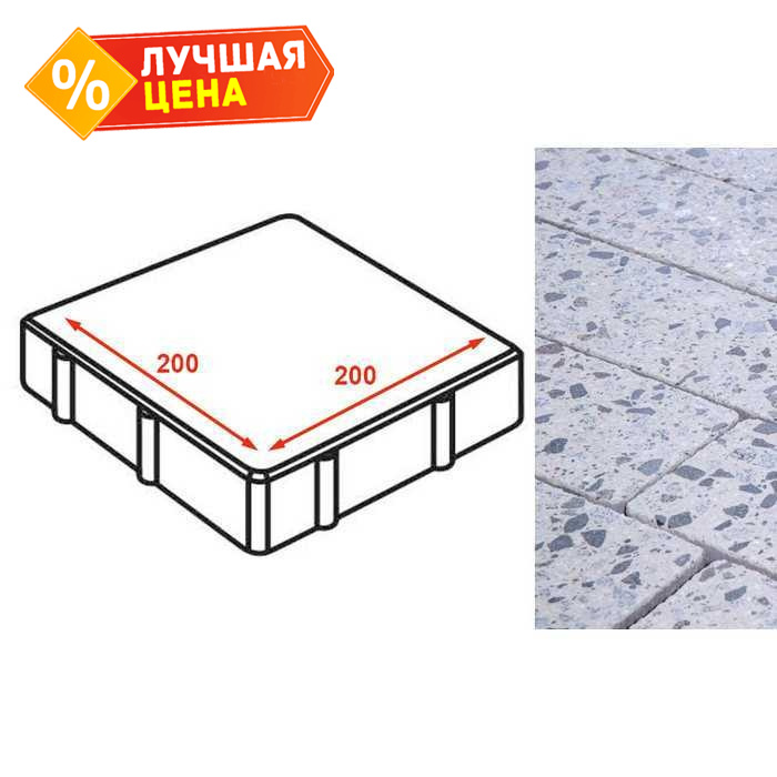 Плита тротуарная Готика Granite FINERRO, квадрат, Грис Парга 200x200x80 мм