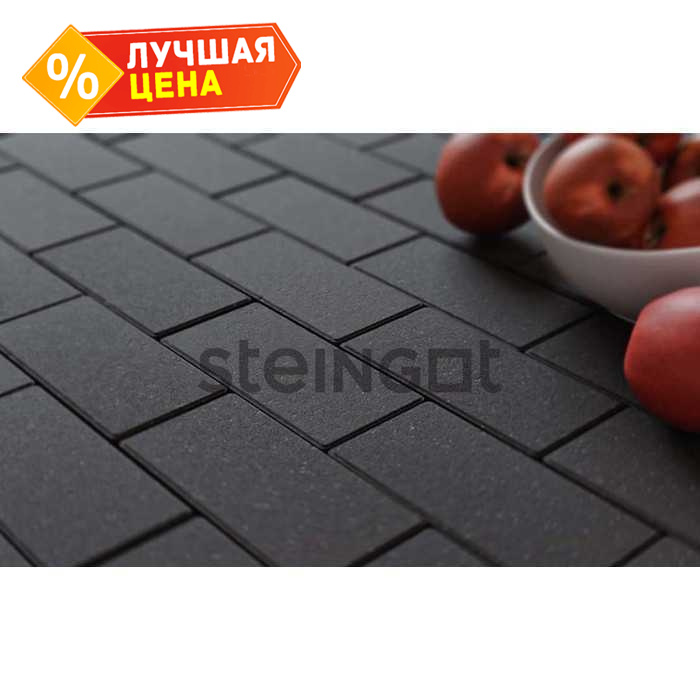 Плитка тротуарная Steingot Моно, Прямоугольник, фаска 1,5x1,5, черный, 200x100x60 мм