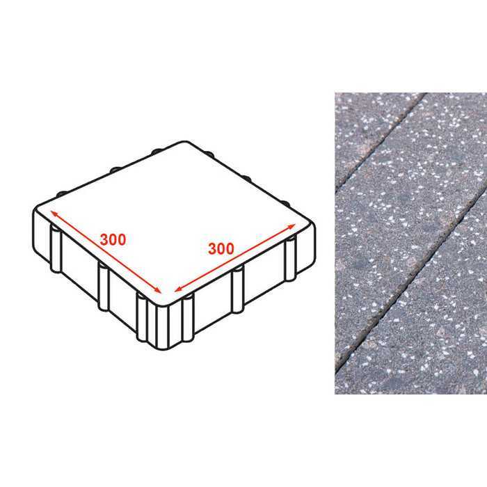 Плита тротуарная Готика Granite FINERRO, Ильменит 300x300x80 мм