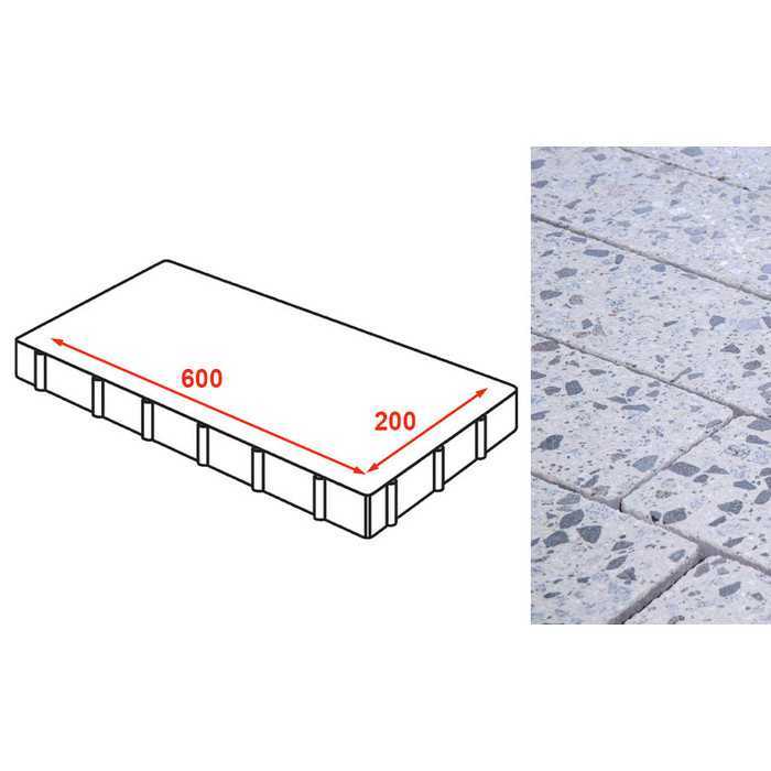 Плита тротуарная Готика Granite FINERRO, Грис Парга 600x200x80 мм